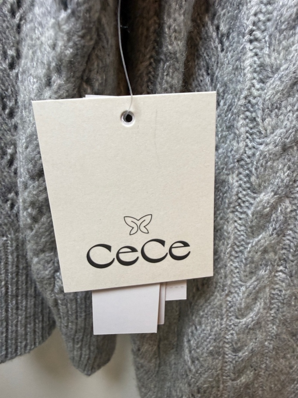 CeCe Light Gray Cable Knit Boxy Cardigan - Picture 8 of 15